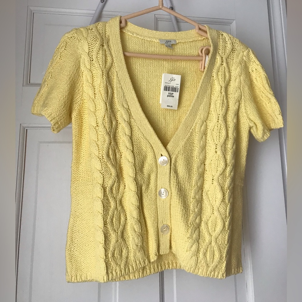 J. Jill Yellow Cable Knit Cardigan